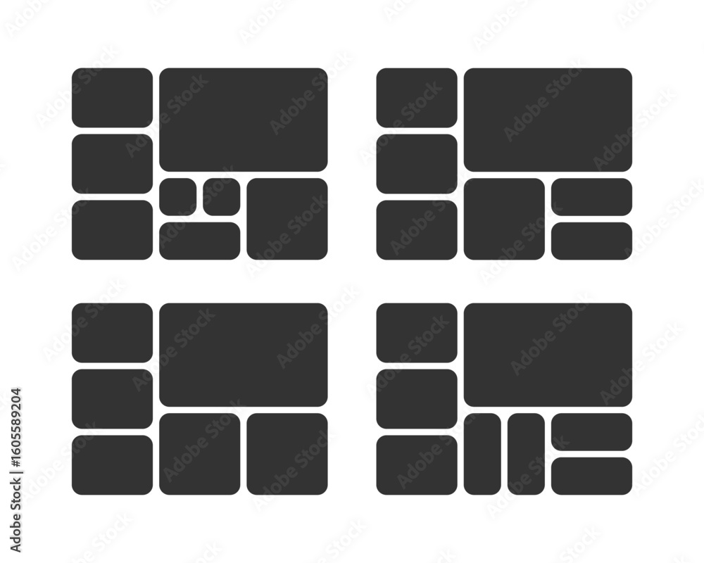 Poster set of bento grid photo frame template. 4x3 ratio layout