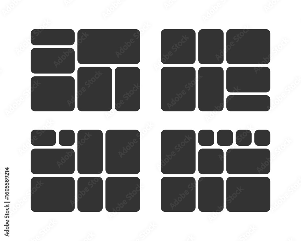 Poster set of bento grid photo frame template. 4x3 ratio layout