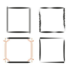 Square outline icon. Frame boundary symbol. Vector edge graphic. Black thin design.