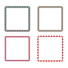 Square frame icon. Border layout symbol. Vector edge graphic. Red dashed design.