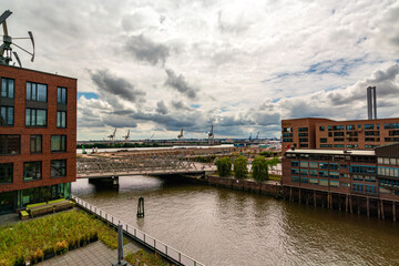 Summer View of Hamburgs Harbor and Modern Architecture