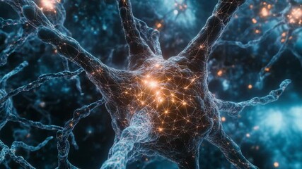 A cuttingedge futuristic neuron network designed revolutionize science exploration presenting a dynamic animated view of a digital landscape that showcases the interplay between technology and biology