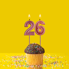 Number 26 candle - Birthday candle with chocolate cupcake