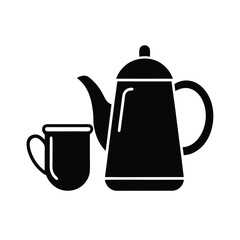 Tea Mug And Kettle Combo Icon Vector Illustration