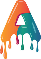 alphabet letter A with dripping colors