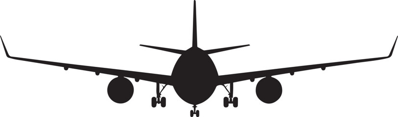 commercial jet airplane front view silhouette vector graphic for aviation and travel design projects ai eps jpeg png © AIcon Star