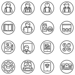 Education icon line circle logo vector illustration, school kids, online education, back to school, STEM