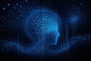 Digital consciousness matrix with cascading AI algorithms and neural network patterns