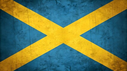 grunge flag of jamaica,grunge wall background, blue grunge background, grunge background with yellow paint, Blue grunge wall with yellow paint splatters creates an artistic and colorful backdrop