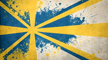 grunge flag of jamaica, grunge wall background, blue grunge background, grunge background with yellow paint, Blue grunge wall with yellow paint splatters creates an artistic and colorful backdrop