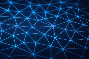 Dynamic geometric lines forming interconnected network patterns on dark gradient surface