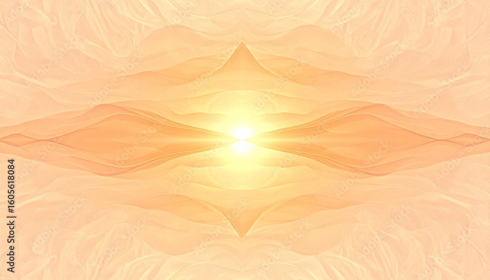 Poster an ethereal abstract design showcases a radiant, central burst of warm light diffused through delica