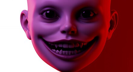 Obraz premium Digital childlike figure with grotesque expression