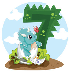 numbers 7 in the style of dino triceratops © Ridwan