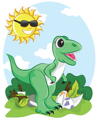 cute dinosaur drawn as vector for tee print