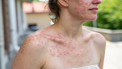 Upper Chest with Seborrheic Dermatitis and Flaking Skin