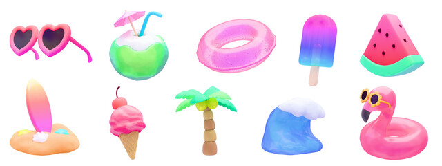 夏の3Dイラスト アイコンセット © 3Dfun