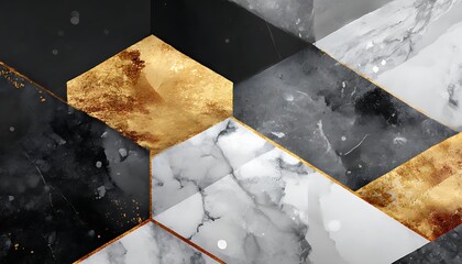 Geometric marble pattern with gold accents