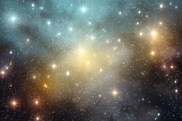 Obraz premium Stars twinkle in a vast cosmic landscape with colorful nebulae