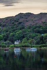 Sunset over Windermere Lake, Ambleside, Lake District, Cumbria, England