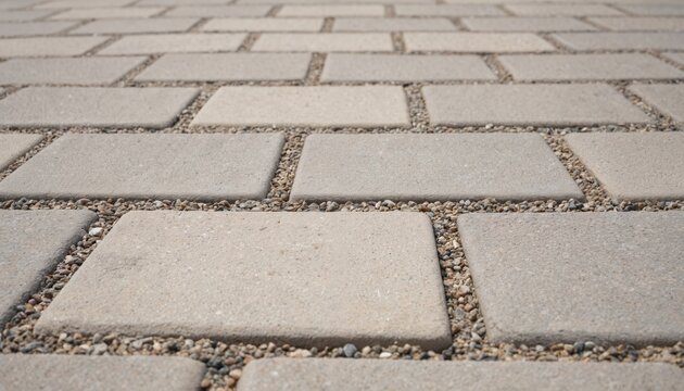 Closeup of modern permeable pavers, concrete slabs with gravel filling. Surface allows water drainage reducing runoff. Eco-friendly construction material for pathways, patios, driveways promoting