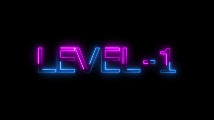 Abstract neon level 1 number 4k animation. Level 1 neon text. Neon level up sign. motion graphic perfect for social media content. black background 4k animation. - Powered by Adobe