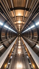 Vertical Elevator Shaft with Flickering Lights. Futuristic Mobile Phone Background