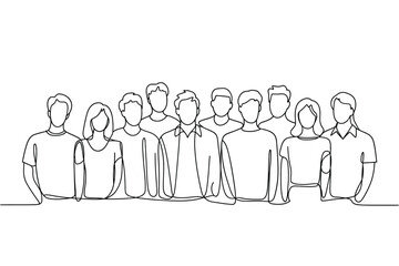 Diverse group of people standing together in a line illustration