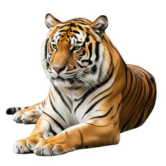 Obraz premium Majestic Tiger Lying Down Detailed Fur Patterns.