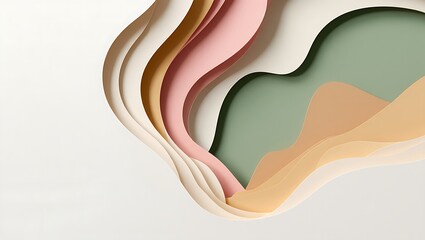 Abstract Paper Cut Layers Background Pastel Colors Minimalist Design Artistic
