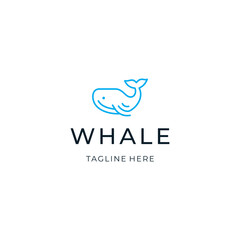 Line art whale logo design. minimalist line animal icon illustration vector