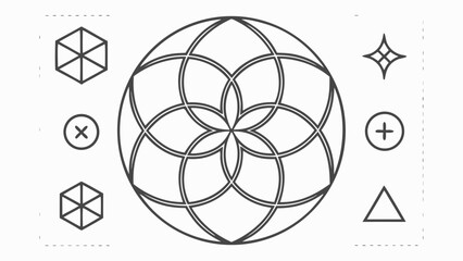 "A single image with 10 distinct colorful geometric vector shapes, including a triangle, circle, square, pentagon, hexagon, parallelogram, star, crescent, rhombus, and trapezoid, each with clean lines