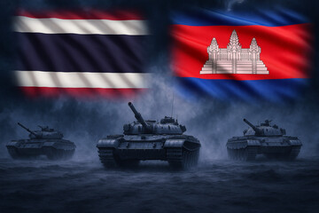 Thailand Cambodia Military Conflict Concept