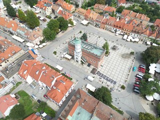 Stunning Aerial View of Sandomierz Historic Old Town, Ideal for Travel and Architecture Projects Evokes a Timeless Charm and Rich History.