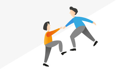 Fototapeta premium Help and support to climbing employee from mentor or leader hand
