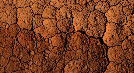 Dried, cracked earth, reddish-brown texture