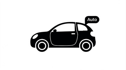 Minimalist black and white compact car icon for modern design projects