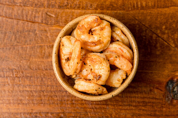 Grilled shrimp in a small bowl