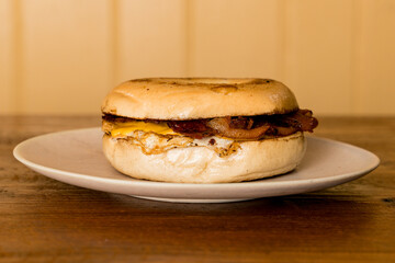 Bacon, egg and cheese on a bagel