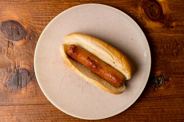Hot dog in a bun