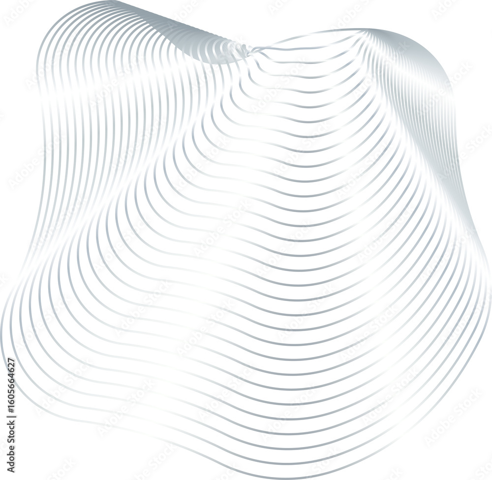 Poster circle and fluid forms with metallic silver. modern design elements