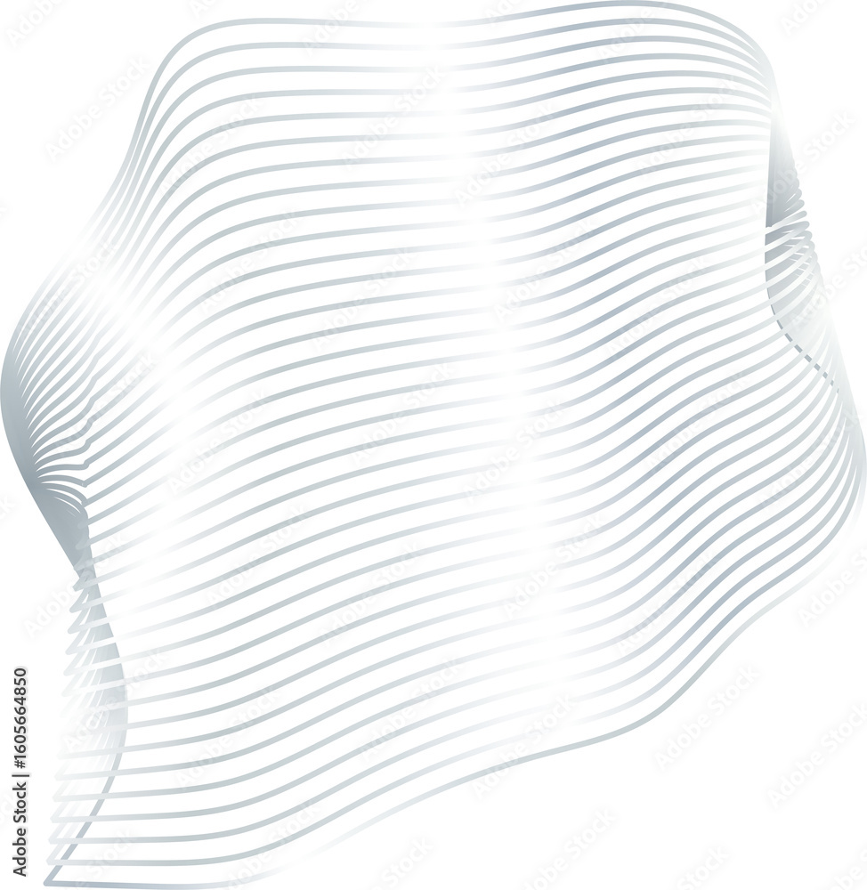 Poster circle and fluid forms with metallic silver. modern design elements