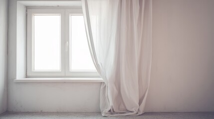 Closed PVC window in a softly lit room with a clean and simple composition.
