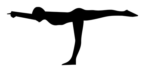 Silhouette of a person performing a yoga balancing pose.