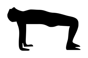 Silhouette of a person performing a yoga pose, likely a backbend.