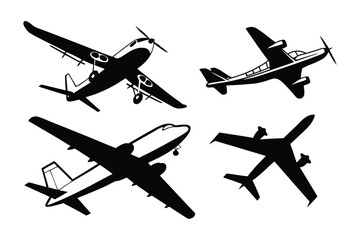 Soaring Silhouettes: Captivating collection of aircraft silhouettes against the sky, representing the essence of flight, adventure, and the human desire to conquer the sky.