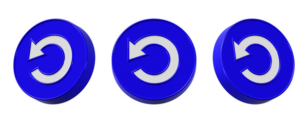 3d arrow rotate icon with blue rounded edges isolated on transparent background