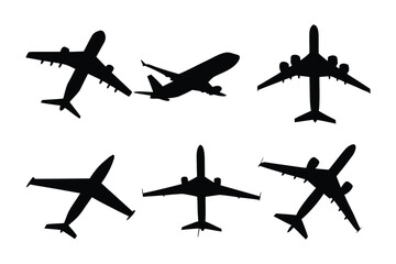 Aviation's Array: A visual feast featuring a diverse arrangement of airplane silhouettes, symbolizing flight, transportation, and exploration.
