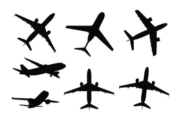 Aviation Silhouette: A collection of silhouettes representing different aircraft, showcasing their sleek profiles against a backdrop of aviation.