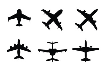 Aeroplane Silhouettes: Capturing the essence of flight, this image showcases a collection of diverse aeroplane silhouettes against a stark backdrop. Evoking a sense of travel and transportation.